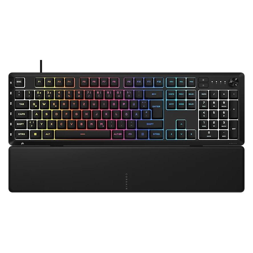 Corsair SKIFF 100 PLUS - kabelgebundene RGB-Membran-Gaming-Tastatur, 10-Zonen-RGB-LED (DE, Kabelgebunden, Kabellos) (CH-9226I65-DE)