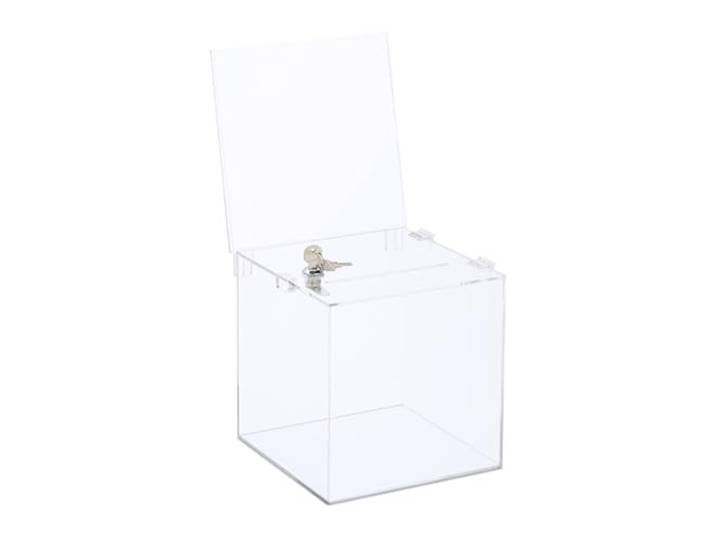 Relaxdays Urne spacieuse en acrylique\, couvercle pratique\, 2 clés\, H x L x P : 40\,5 x 21 x 25 cm\, transparente