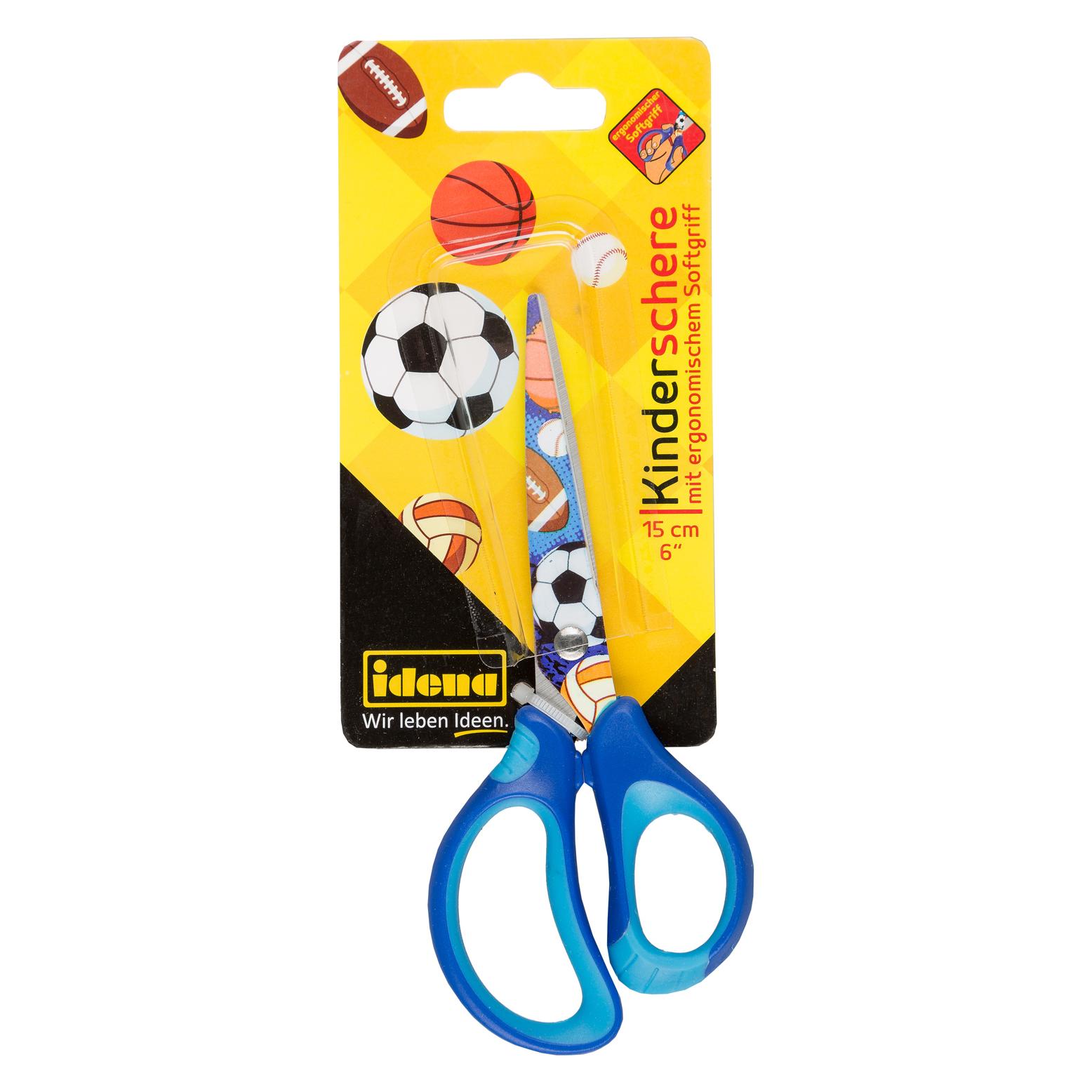 Idena Softschere 6" mit Bälle-Motiv, blau (15 cm) (22658069)