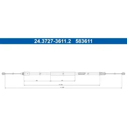 Seilzug Feststellbremse ATE 24.3727-3611.2 für Renault Wind Twingo II