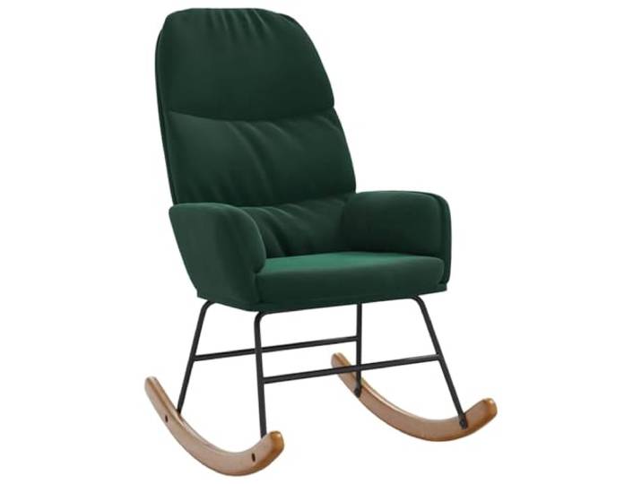 HFXHIJXQ Schaukelstuhl Dunkelgrün Samt Polstersessel Relaxsessel Sanft schaukelnder Relaxsessel mit weicher Polsterung für gemütliche Stunden im Schlafzimmer, Wohnzimmer oder Arbeitszimmer.