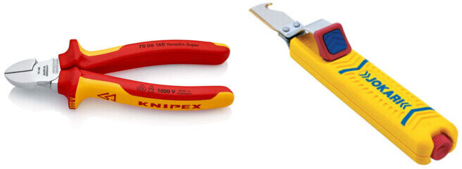 Knipex Set VDE Seitenschneider 160 + Kabelmesser No.28H Secura8-28mm m.Hakenkli.