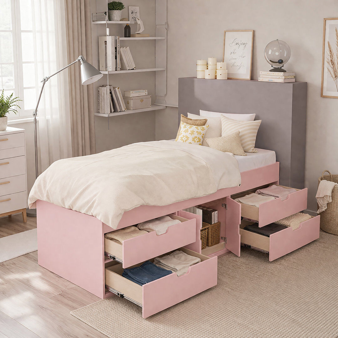 Isabelle & Max Single (3') Storage Kids Bed Pink