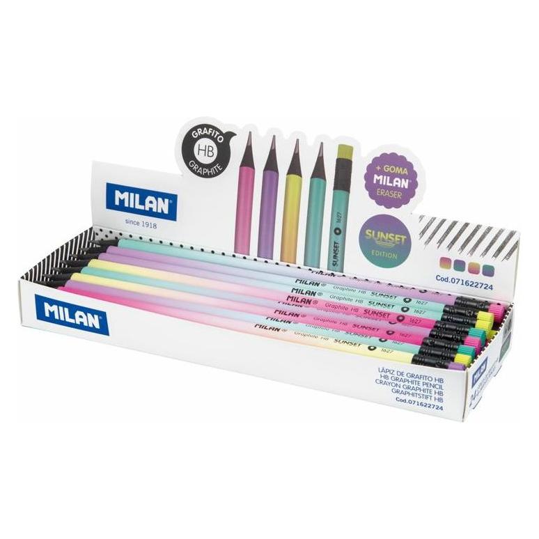 Milan Runder Bleistift HB mit Radiergummi Sunset (24 Stk.) (2.20 mm, HB, 24x) (457676)