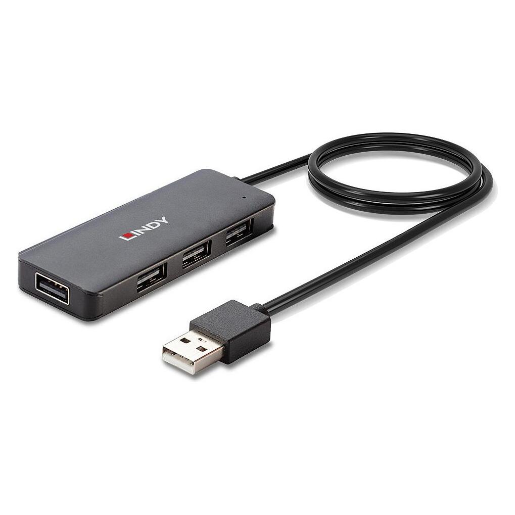 Lindy 4 Port USB 2.0 Hub Zum Anschluss von 4 zusätzlichen USB 2.0 Geräten (USB-A, 4 Ports) (42986)