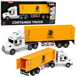 LKW mit Container, Türen zum Öffnen, Lichtern und Geräuschen, gelb, 54 cm