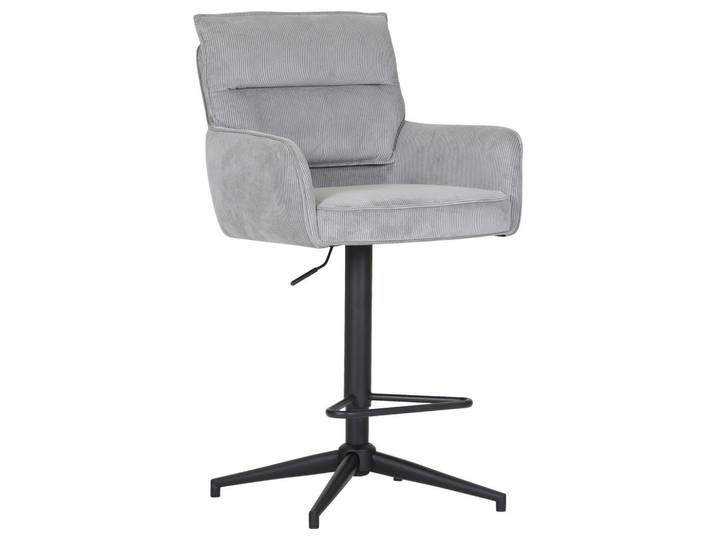 Novel Barhocker Ashlee, Hellgrau, Sternfuß, Säule, 54x98-120x58 cm, Sitzfläche 360° drehbar, Stoffauswahl, Esszimmer, Barmöbel, Barhocker