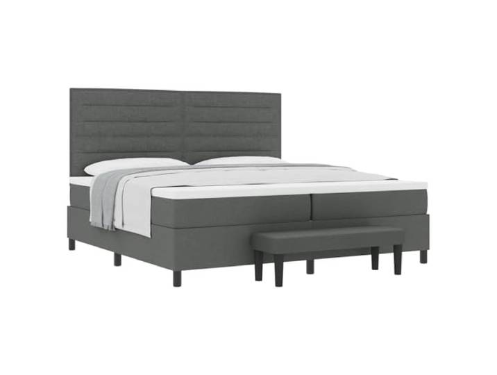 KKgypkn Boxspringbett 200x200 cm mit verstellbarem Kopfteil und Matratze, Dunkelgrau, Stoffbezug