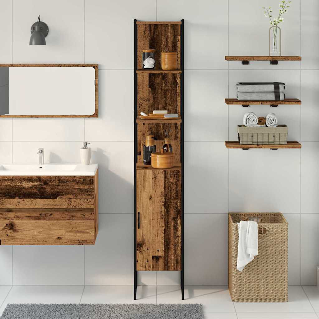 Borough Wharf Bathroom Cabinet 33 X 33 X 185.5 Cm Engineered Wood Old Wood 185.5cm H X 33cm W X 33cm D