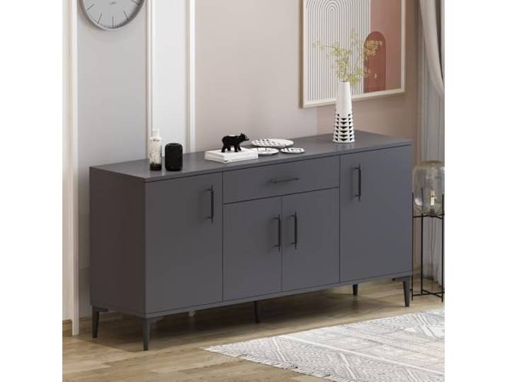 Homidea Laura Konsole – Kommode – Sideboard – TV Board – mit 4 Türen und 1 Schublade in Modernem Design 160 x 78,6 x 40 cm Anthrazit