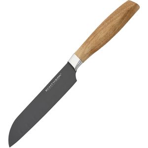 Echtwerk Santokumesser Classic Black Edition, 15 cm Edelstahlklinge mit Kullenschliff, Akazienholzgriff
