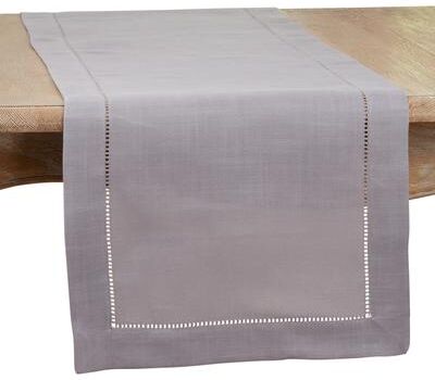 Saro Lifestyle Classic Hemstitch Table Runner - Textured Border Runner for Dining & Formal Entertaining