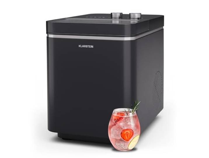 Klarstein IceCraft Machine à glaçons - 12 kg/24 h\, Glaçons en 6 min\, 2 tailles\, machine à maison\, petite à design moderne\, nettoyage auto\, 150 W\, noir