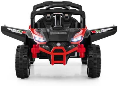 Costway 12V Kids Ride On Car UTV Electric Vehicle with LED Lights Music and Horn-Red