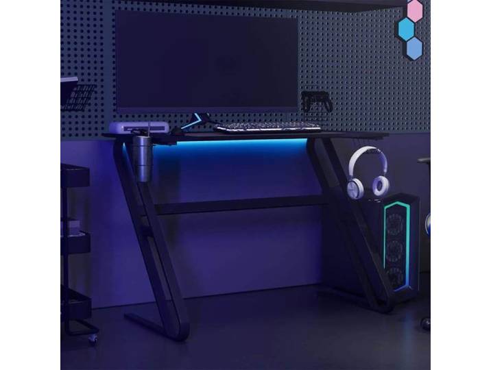 Table salle d'étude - Bureau de jeu avec pieds en forme de ZZ Noir 110x60x75 cm - Assemblage requis（4068）