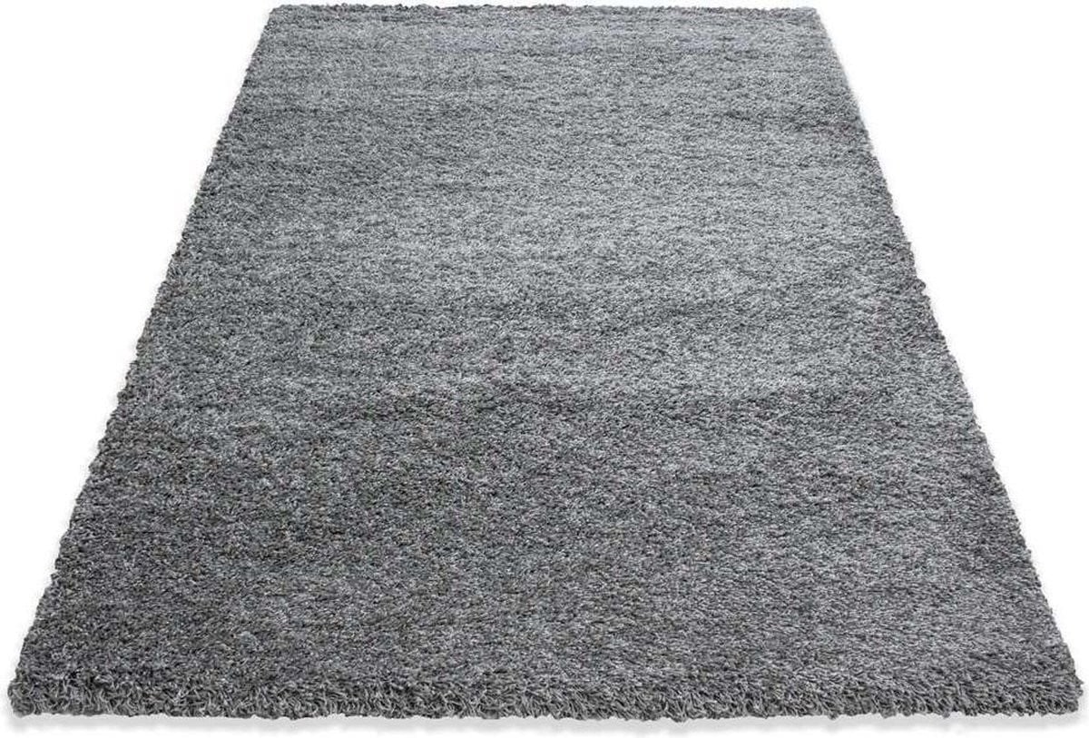 Modern hoogpolig vloerkleed Life - Grijs - 100 x 200 cm