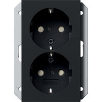 Schutzkontakt-Doppelsteckdose 2-fach schwarz, Retail
