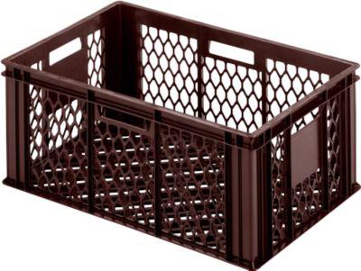 Euro Box Bäcker- und Cateringkasten (Gläserkasten), lebensmittelecht, Inhalt 47,8 L, durchbrochene Version, braun