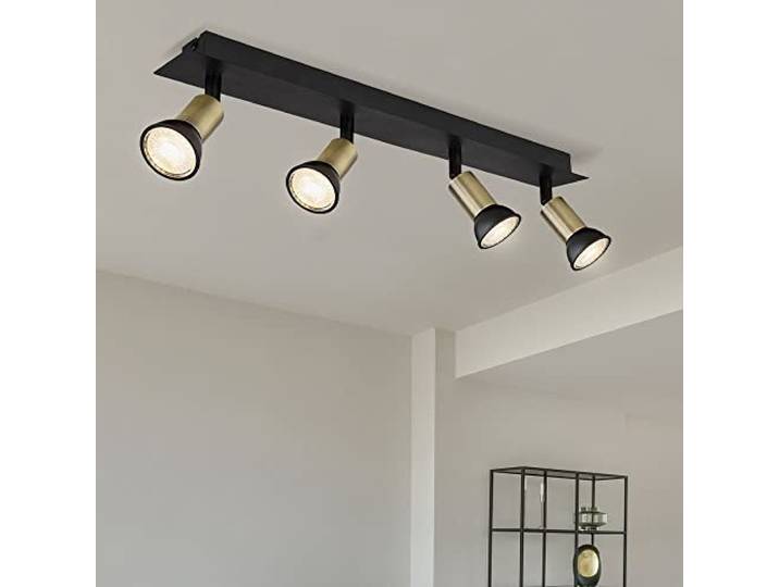 Deckenlampe Leuchte Spotlampe beweglich Wohnzimmerleuchte schwarz gold 4 flammig