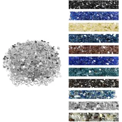 VEVOR Feuerglas, 9 kg hochtemperaturbeständige Glassteine, 12,7 mm reflektierende Feuerstellen-Glasperlen, Feuerstelle Glasfelsen, Kaminglas, Feuerkristall, Feuerperlen, für Gaskamine, Transparent
