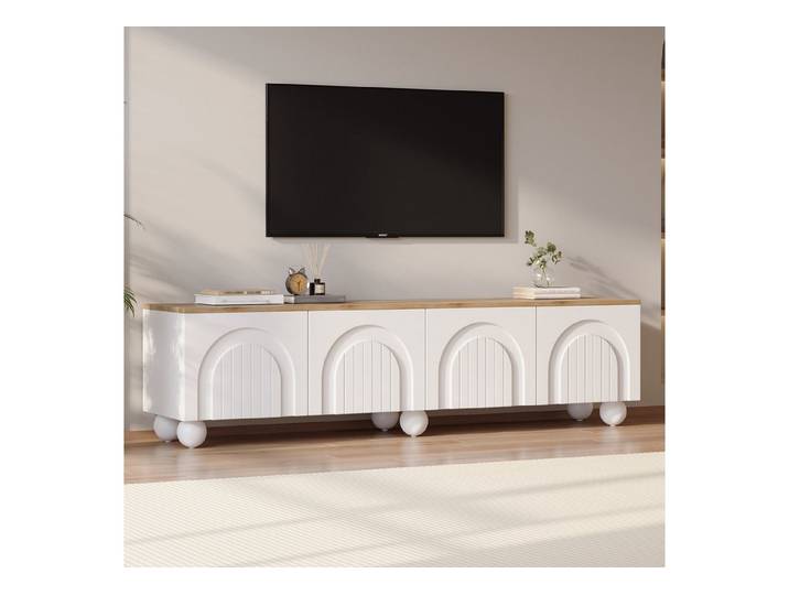 STILVORA Lowboard mit 6 Kugelfuß Metallbeine,TV-schrank Fernsehschrank aus MDF,Weiß