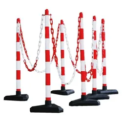 Dehn 700110 Kettenständer-Set Secur mit Zementfuß Pfosten: rot/weiß KTST SET 6ZFS RTWS 10M KT KTSTSET6ZFSRTWS10MKT