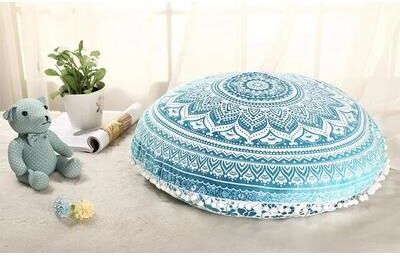 HomeDecorAndMore LLC Boho Floor Pillow Cover Mint