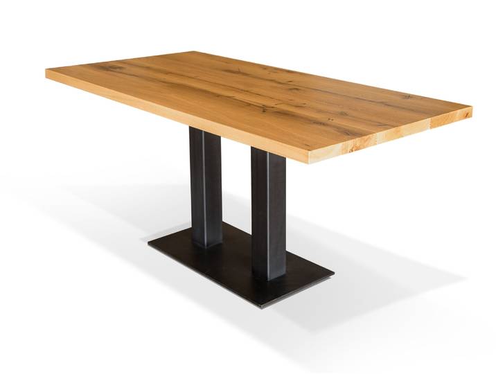 GASTRO Esstisch, Material Massivholz / Metall, Eiche lackiert