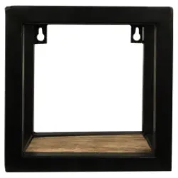HSM Collection Wandregal Levels aus Mangoholz und Eisen, 20x14x20 cm