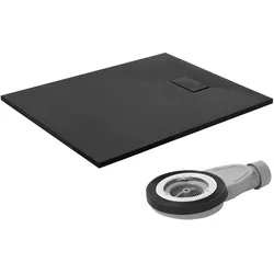 DUSCHWANNE 120x90 cm Schwarz mit Ablaufgarnitur aus SMC