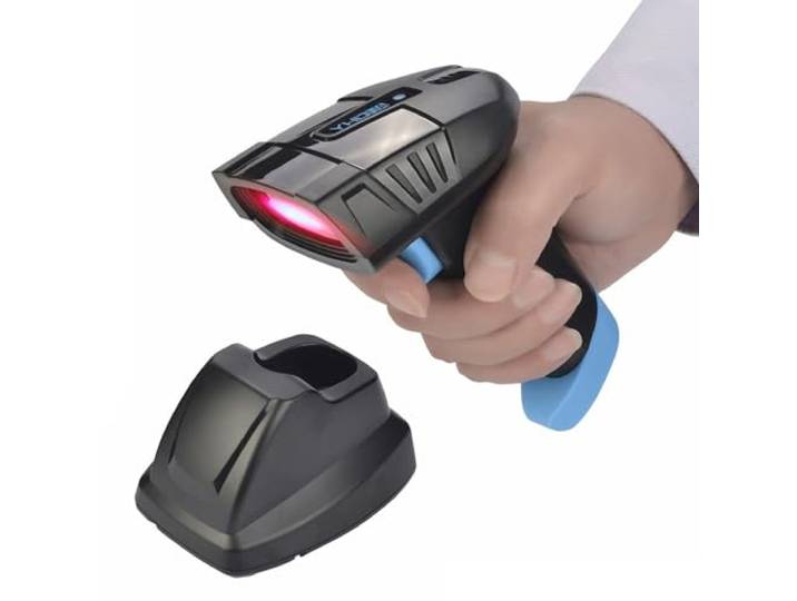 Barcode Scanner HD6100 HDWR, 1D Code Scanner, ideal für Lager und Geschäft, Dockingstation automatischen Aufladen des Lesegeräts, Kabelloser Codeleser EAN