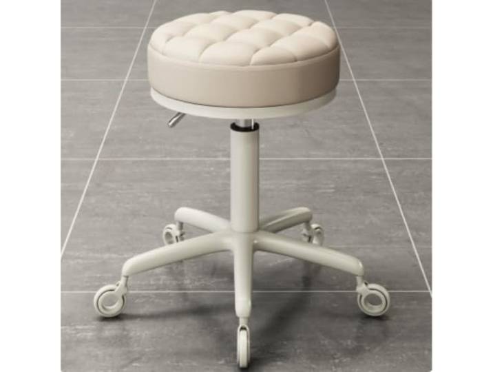 Verstellbare Fußstütze, Rollhocker, runder Rollhocker, Massagestuhl(White)