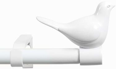 "MERIVILLE 3/4"" Diameter Farmhouse Single Window Curtain Rod, Bird Finials"