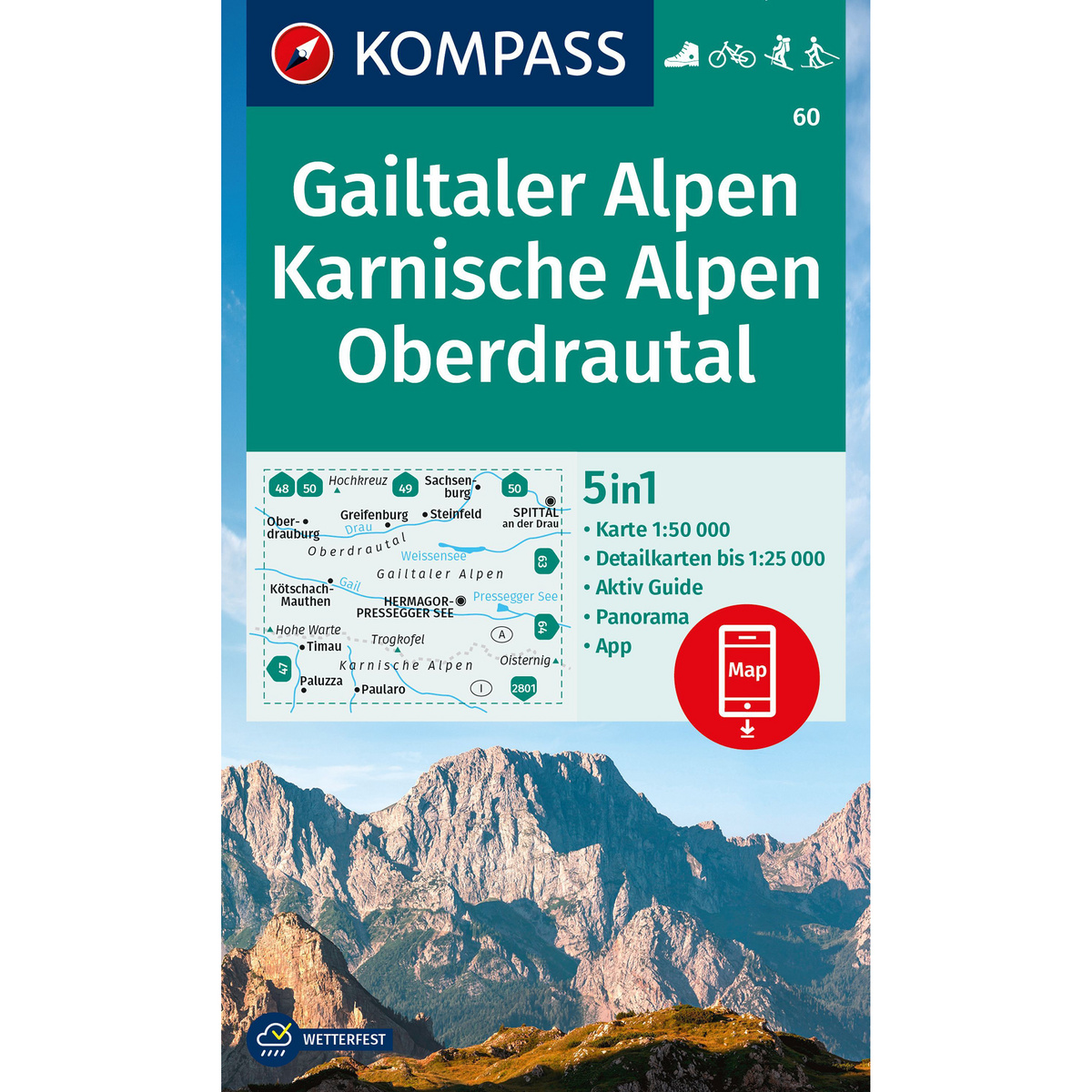 Kompass Verlag WK 60 Gailtaler Alpen - Karnische Alpen - Oberdrau (Größe One Size, 2. Aufl. 2023)