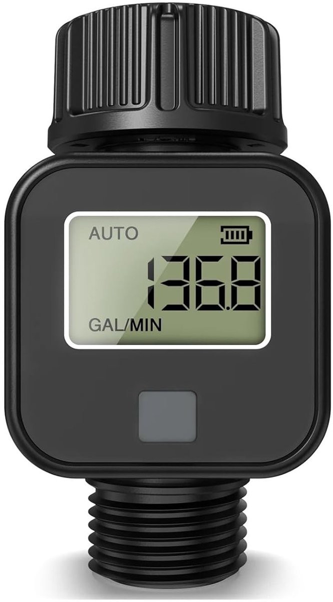 Digitale waterstroommeter voor waterverbruik en doorstroming, hoge precisie, IP6X-bescherming, zwart