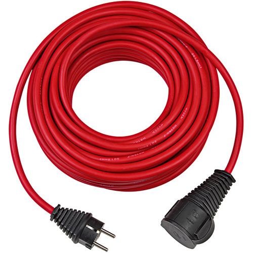 10.00m Brennenstuhl Stromkabel Verlängerungskabel Schutzkontakt Stecker auf Schutzkontakt Buchse Rot Gummi / IP44