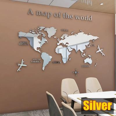 Uplifted Finds 3D Acrylic Crystal World Map   Modern Solid Color Wall Decoration silver 2xl