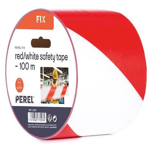 Perel Rot/wei? Sicherheitsband - 100 m - Rolle (1187-100R)