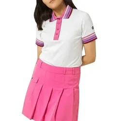 Cross Stripe Golf Damen Polo weiss