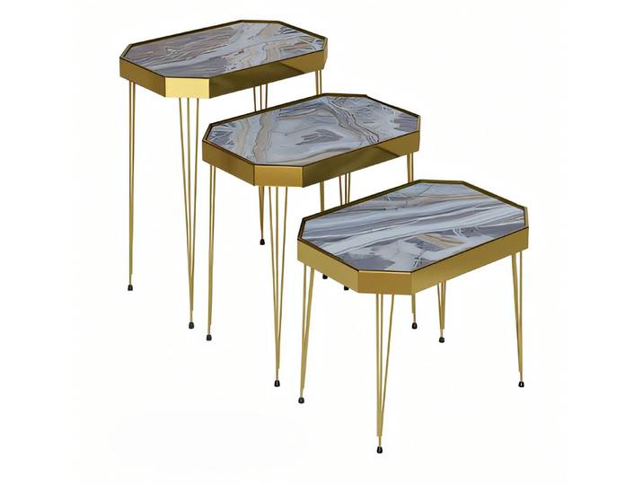 JVmoebel Beistelltisch Grauer Holz Tisch mit modernem Design und eleganter Ästhetik (3-St., MaßeBeistelltisch 1, MaßeBeistelltisch 2, MaßeBeistelltisch 3), Made in Europe