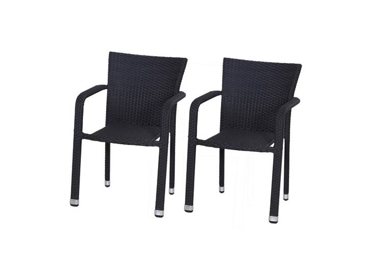 Gardenson Gartensessel-Set, Schwarz, Metall, Kunststoff, 56x83x60 cm, stapelbar, wetterbeständig, Gartenmöbel, Gartensessel, Gartenstühle