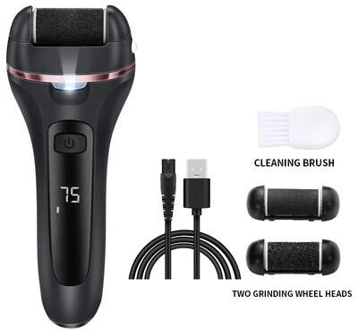 Inspired Living SilkStep Rechargeable Electric Foot Callus Remover With 3 Grinding Heads black