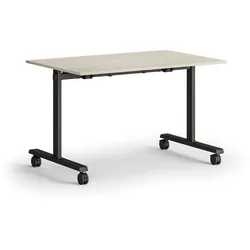 Mobiler Schreibtisch MATCH, 120x80 cm, schwarzes Metallgestell, Eiche natur