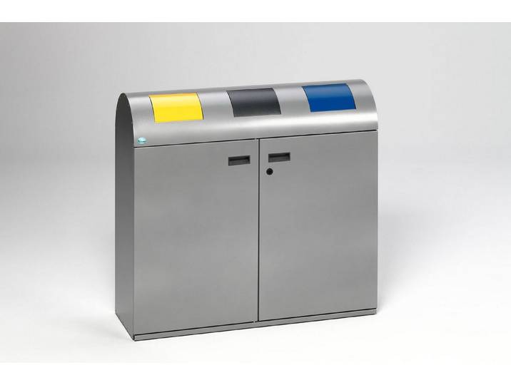 PROREGAL® Mülleimer Selbstlöschende Wertstoffsammlstation 80L 99,5x108x37,5 Silber