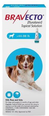 Bravecto Topical For Large Dogs (44 - 88 Lbs) Blue 2 Doses
