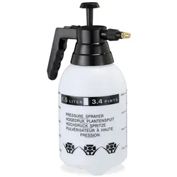 Relaxdays 4 x Pumpsprühflasche 1,5 Liter Weiß,Schwarz