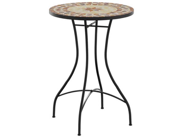 NOUVEAU Table terrasse - Table de bistro mosaïque terre cuite - blanc - Ø50x70cm céramique - Table d'extérieur 53938