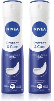 Nivea Protect & Care antitranspirante em spray formato poupança . Protect & Care
