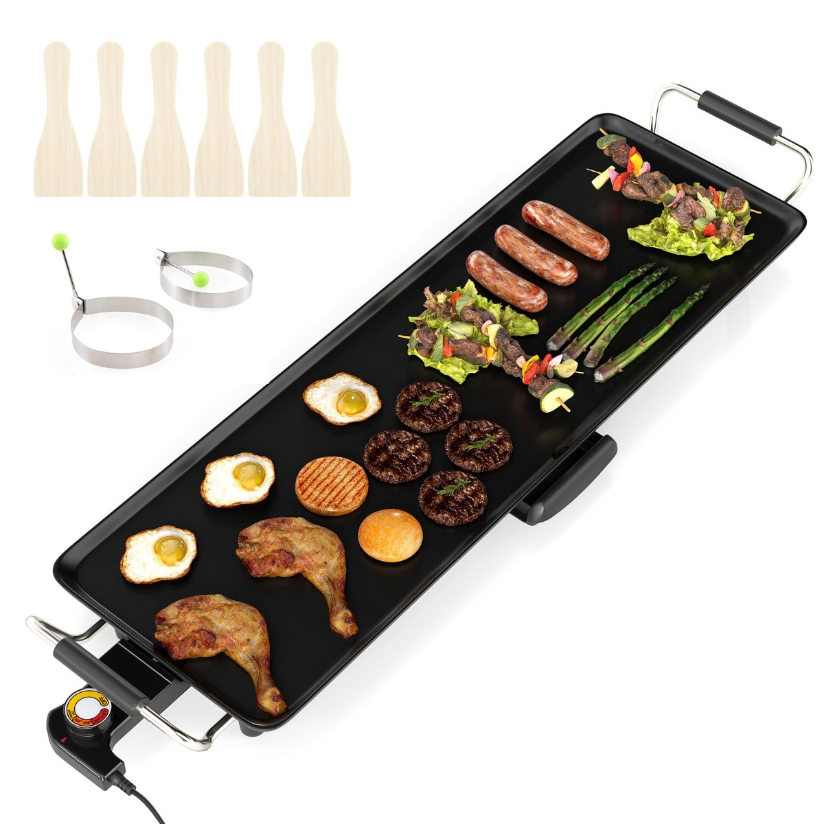 Costway Elektrische Teppanyaki Grillplaat met Antiaanbaklaag, 70 cm