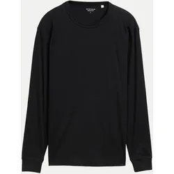 Basic Langarmshirt mit Logo-Stickerei Schwarz XXL